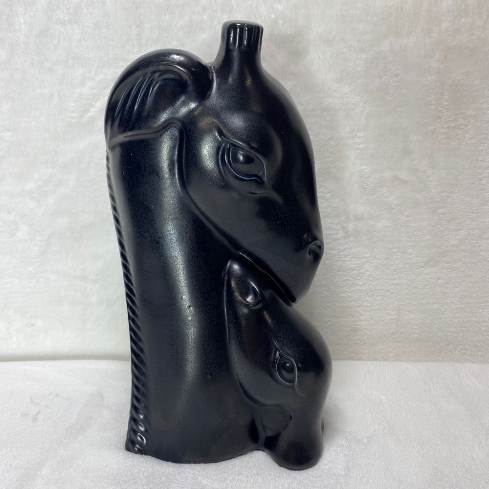VTG Shawnee Pottery Mother and‎ Baby Black Ceramic Giraffe Head Vase Sculpture